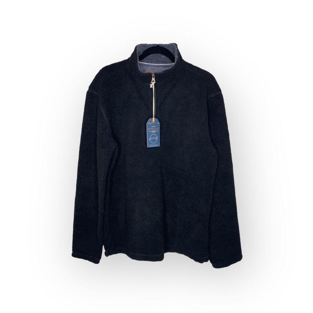 new Weatherproof ๐ Vegan Sherpa 1/4 Zip Pullover Sweatee Sweatshirt ๐ Black - Picture 3 of 16